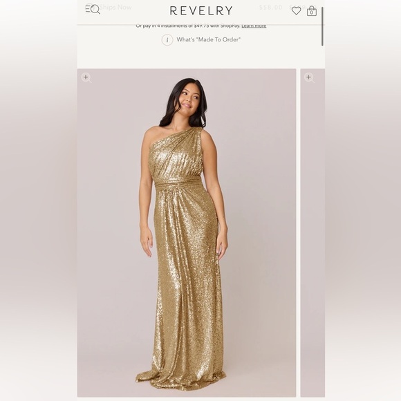 Revelry Dresses & Skirts - Revelry Starla Sequin Dress Gold One Shoulder Dress Size 6